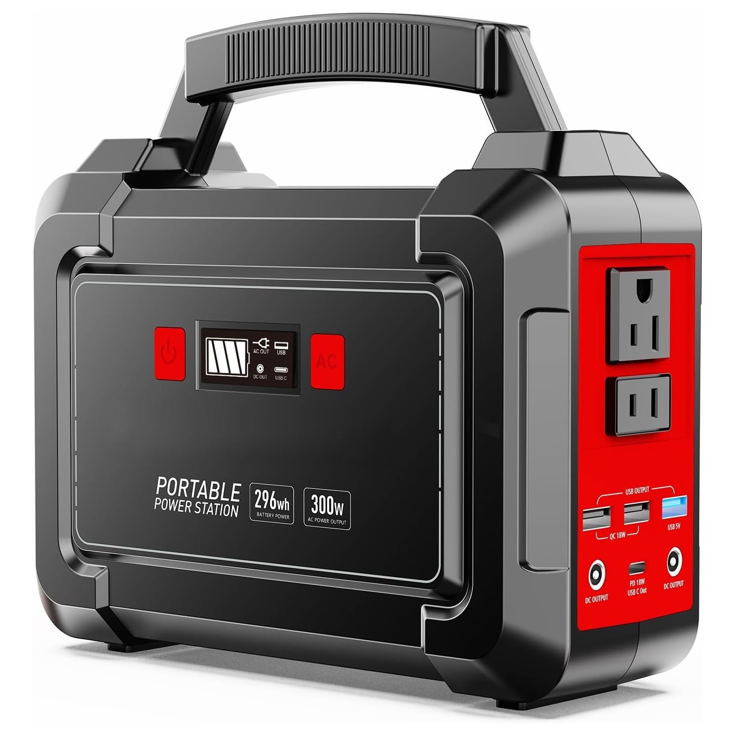 296/167Wh 帶 60/30W 太陽能板或行動式電源站 296Wh 300W/167Wh 100W/88Wh 100W，露營便攜電源帶交流輸出 2*110V，USB QC3.0 太陽能發電機適用於露營旅行家庭應急禮品