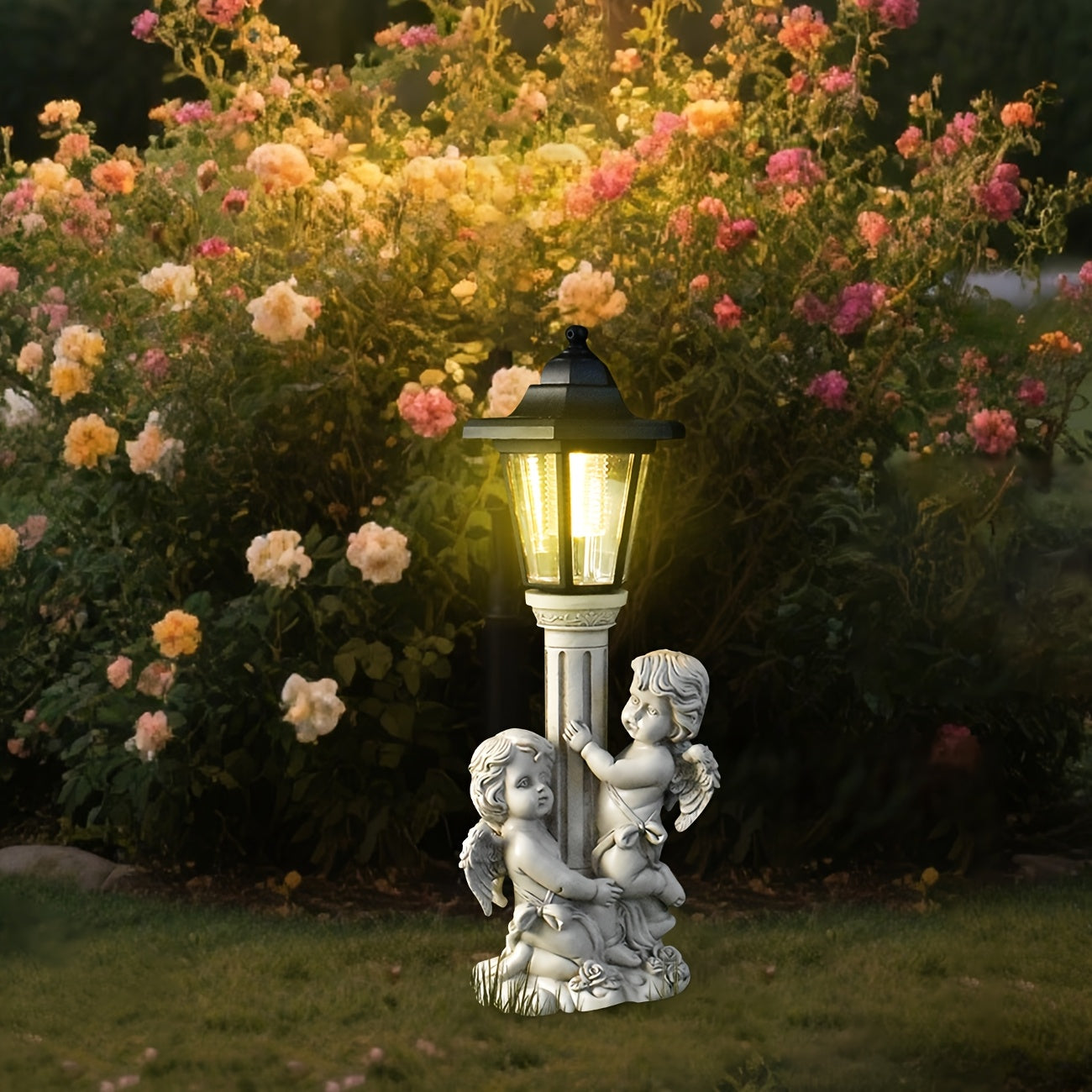 Resin Classical Figure Solar Outdoor Light Statue Ornament, Creative Resin Sculpture, Christmas Home Decoration, Path Corridor Ambient Light, Garden Courtyard Villa Warm Night Light, Unique Birthday/Holiday Gift