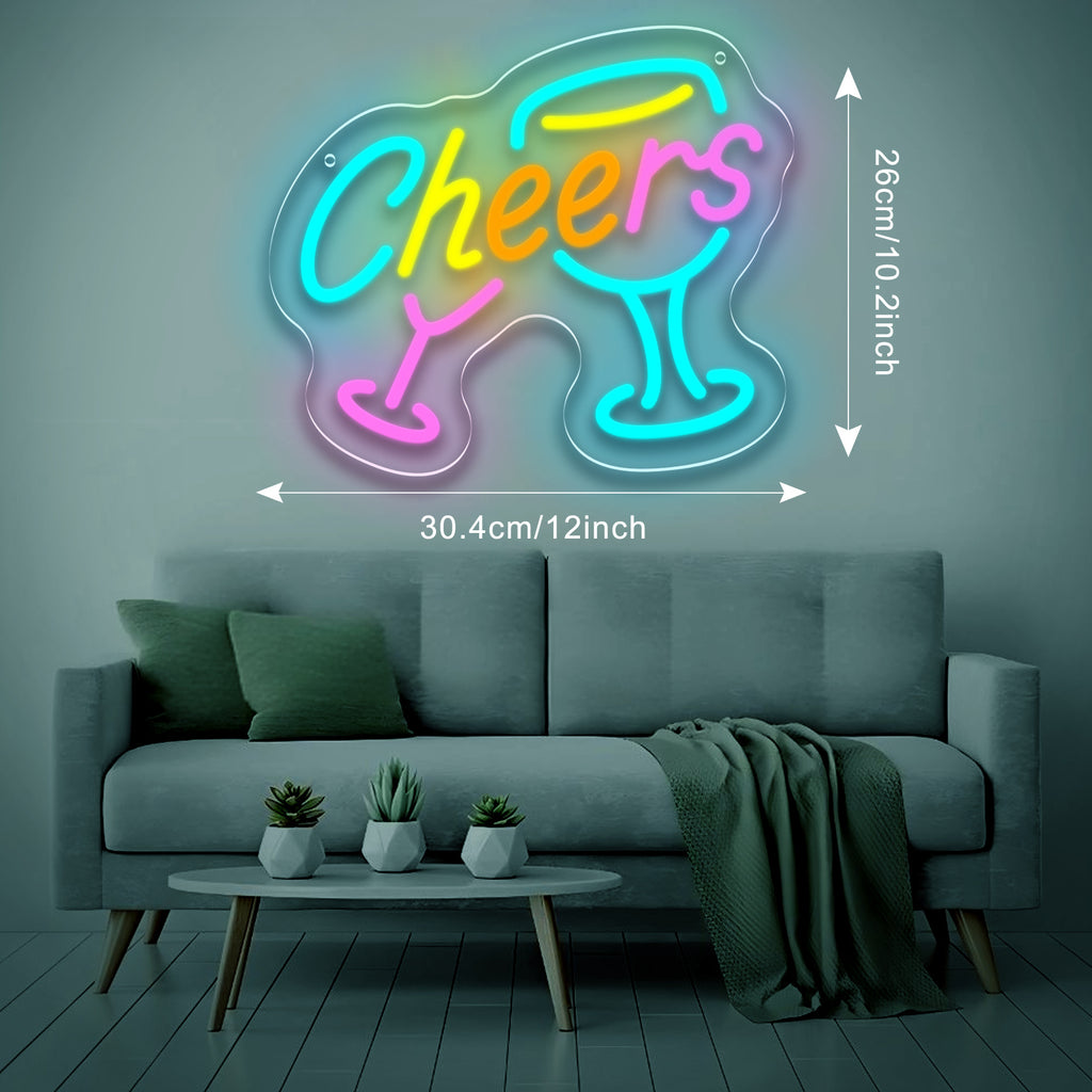 Neon sign light - wall-mounted text light with button control panel and switch, single color illumination, suitable for home, party, bar, cave - durable plastic tube