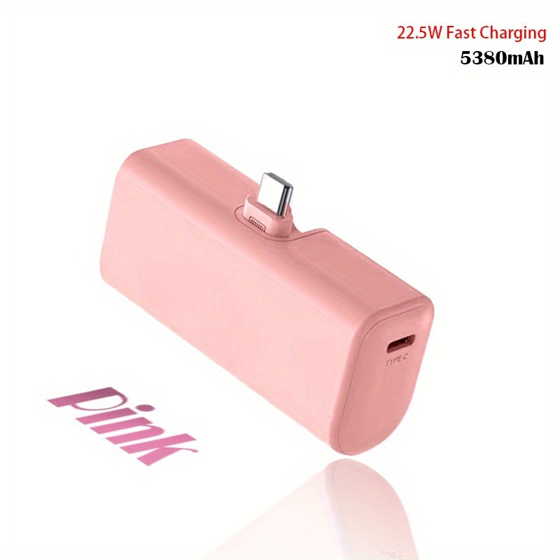 2025 超值 5380mAh 22.5W 快充 USB 便攜充電器，手機充電寶，USB Type-C 雙供電模式，可充電鋰聚合物電池，相容於 16/15 系列和 Android 裝置