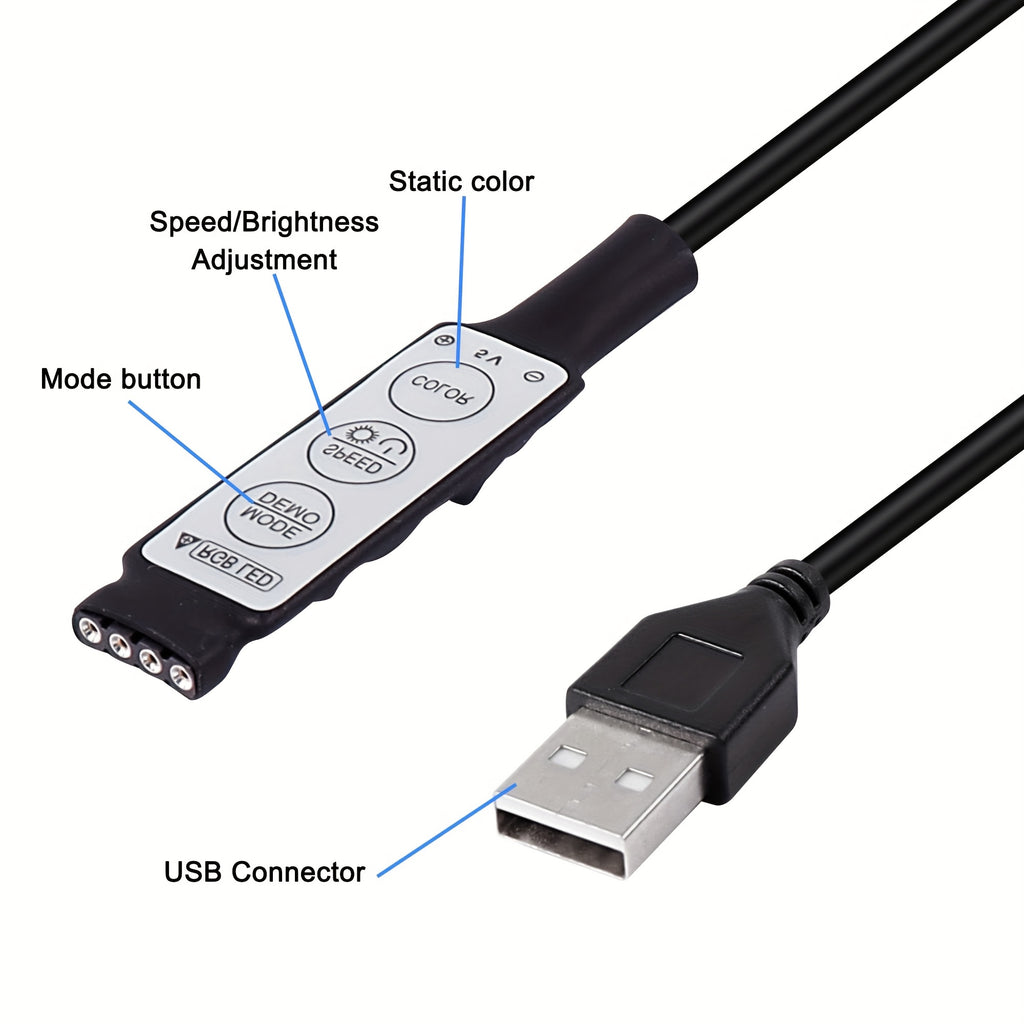 LED灯带 196.85英寸/393.7英寸/590.55英寸，45颗LED每米，USB供电，3键控制，静态与动态模式，卧室、天花板、派对氛围装饰照明，便捷安装
