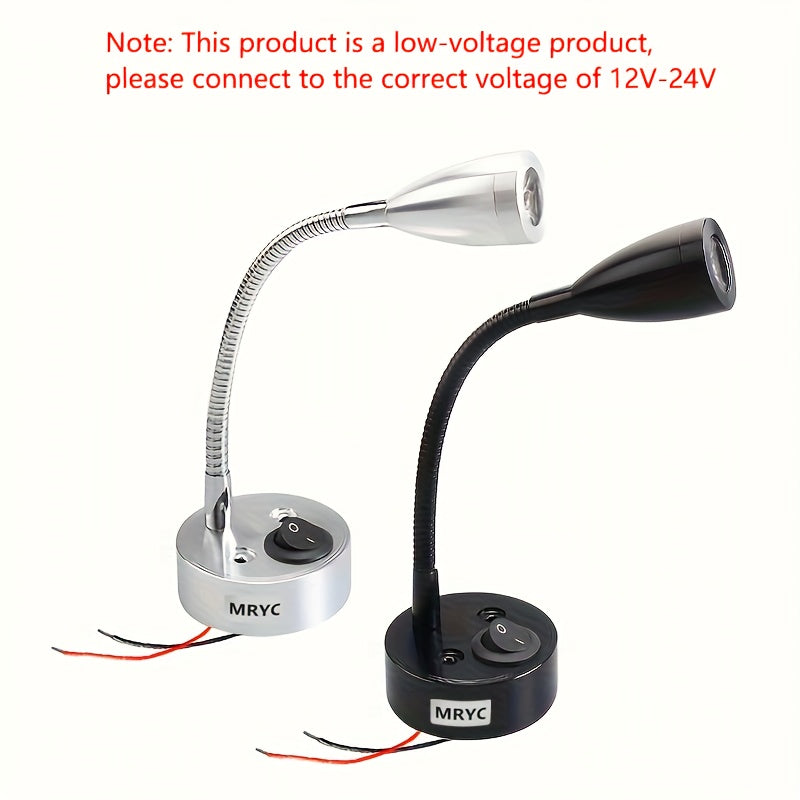 RV DC12-24V阅读灯,露营车LED聚光灯内饰灯具床头灯，适用于游艇、船只、拖车、货车和房车