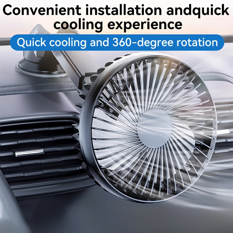 Suitu Car Suction Cup Fan, Powerful USB Car Fan, Household Turbo Fan, Single Rotatable Head, Multi-use as Desktop / Tabletop / Car Air Circulation Fan, Stylish Appearance & Durable Structure