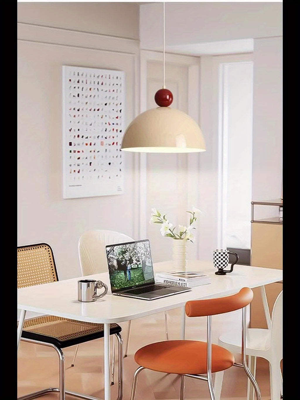 Modern minimalist multi-color semi-circular iron pendant light - suitable for living room, dining table, bar, beverage bar