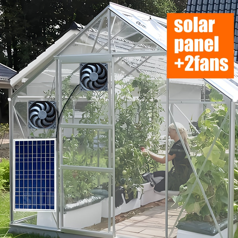 Solar Fan Ventilation Set, Outdoor Air Circulation Exhaust System for Courtyard, Flower Shed, Chicken Coop, Greenhouse, Cabin, Pet House and Window Use