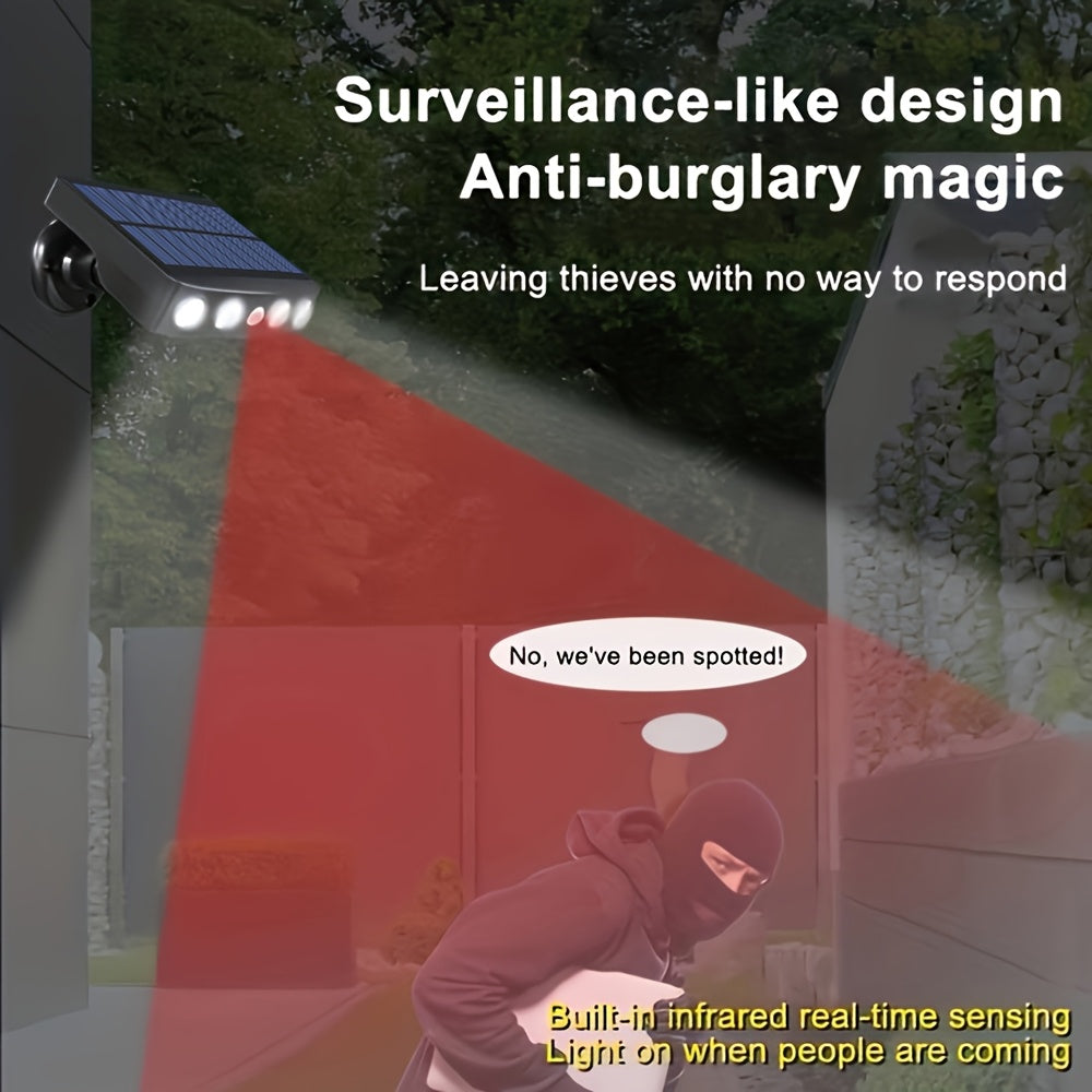 1 Warm/White Light Outdoor Solar Simulation Security Light, Garden Security Light, Garage Lighting, 1200mAh, Square Security Light, Dusk-to-Dawn with Motion Sensor, Perfect for Courtyard Garden Street Lighting