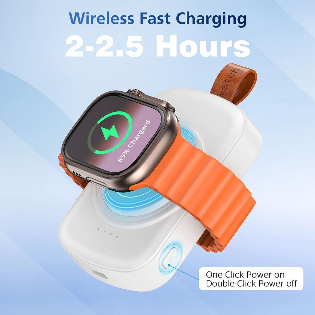 Portable Charger Compatible for Apple Watch Series 10/9/8/7/6/SE/5/4/3/2/1 & Ultra - - & - with Charging Cable, Keychain, Compact Travel Charger, Compatible for Smart Watch Power On-the-Go Emergency Refill