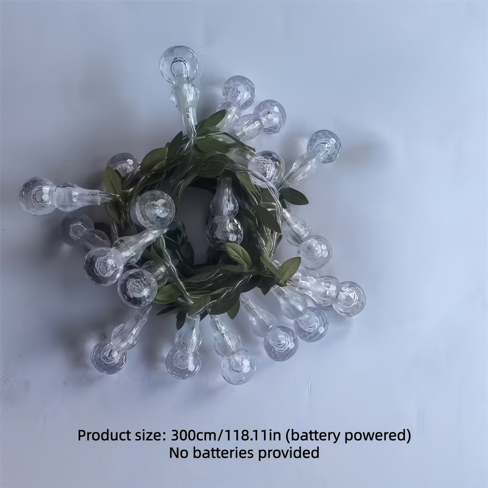 3M 葫芦绿藤灯串 可爱葫芦造型仙女灯 LED 电池供电 暖光彩光 房间卧室阳台派对装饰 氛围灯