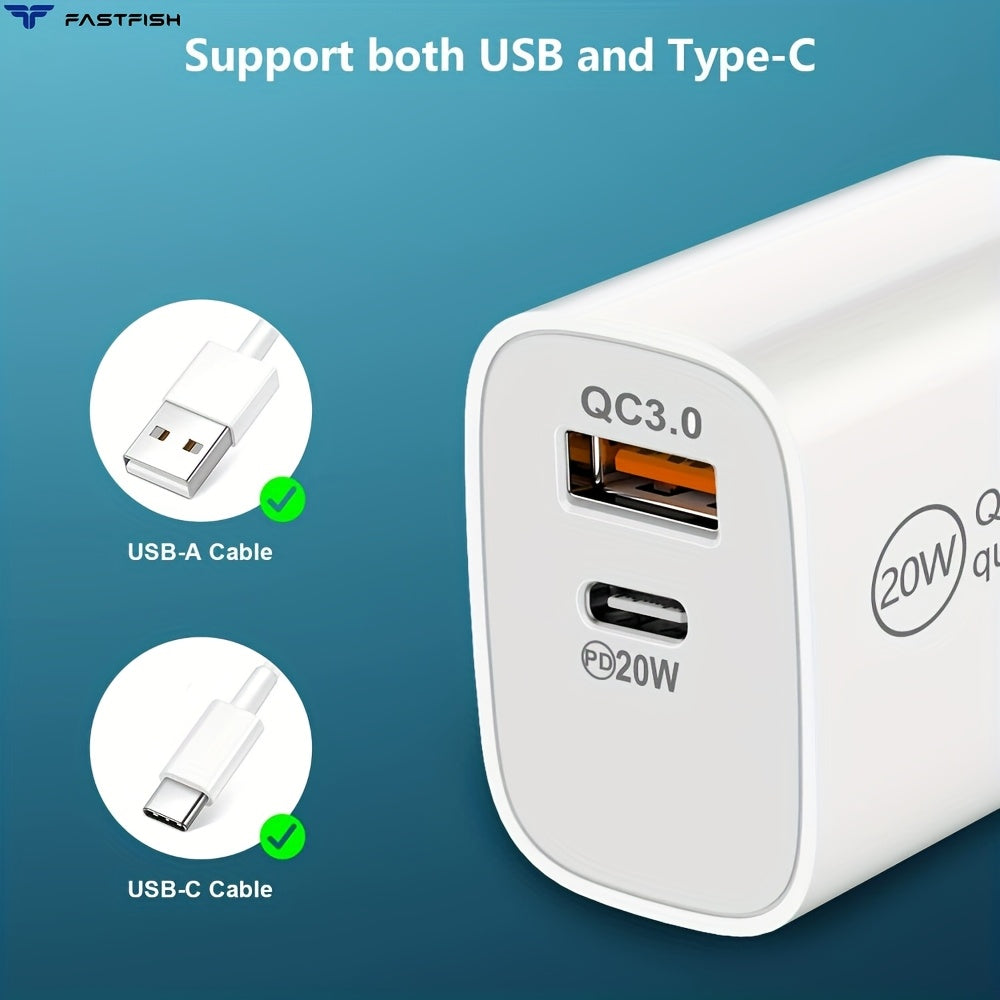 FastFish 20W PD Fast Wall Charger 3FT Type-C Cable For Samsung For Galaxy S23 S22 S21 S20 Ultra For iPhone 15 16