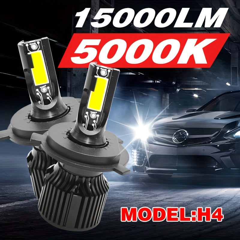 Car LED Light Kit (2-Pack), for Car Headlights, Compatible with 9005/HB3, 9006/HB4, H11, H4, H7, H1, F17 Models, Provides 15000 Lumens and 180W of 5000K White Light Illumination, No Battery Included