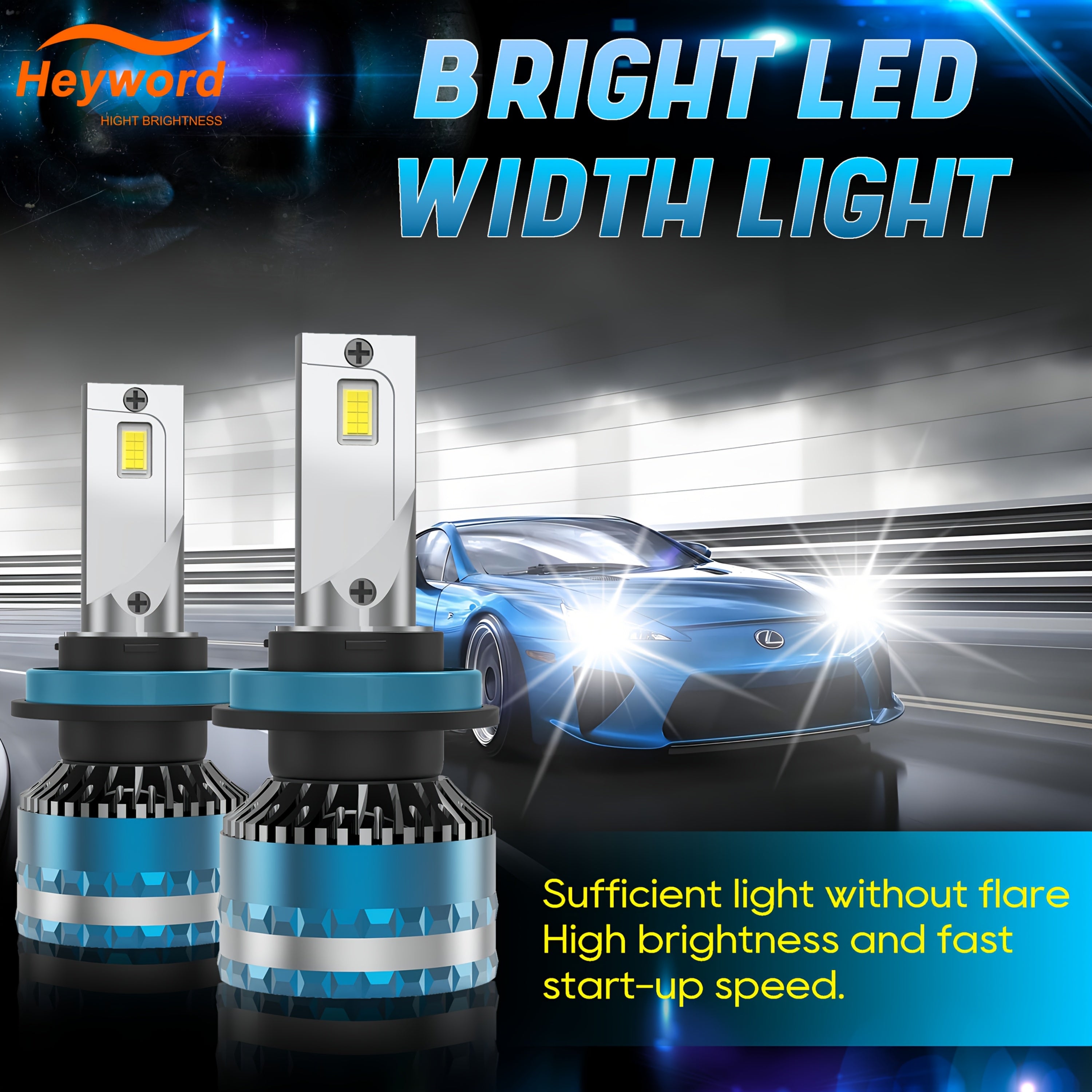 Heyword 2-Pack LED Headlight Bulbs - Compatible with H11, H7, H4 | Super Bright White Light | Easy Installation | High/Low Beam Integrated | Fits Most Cars and Motorcycles