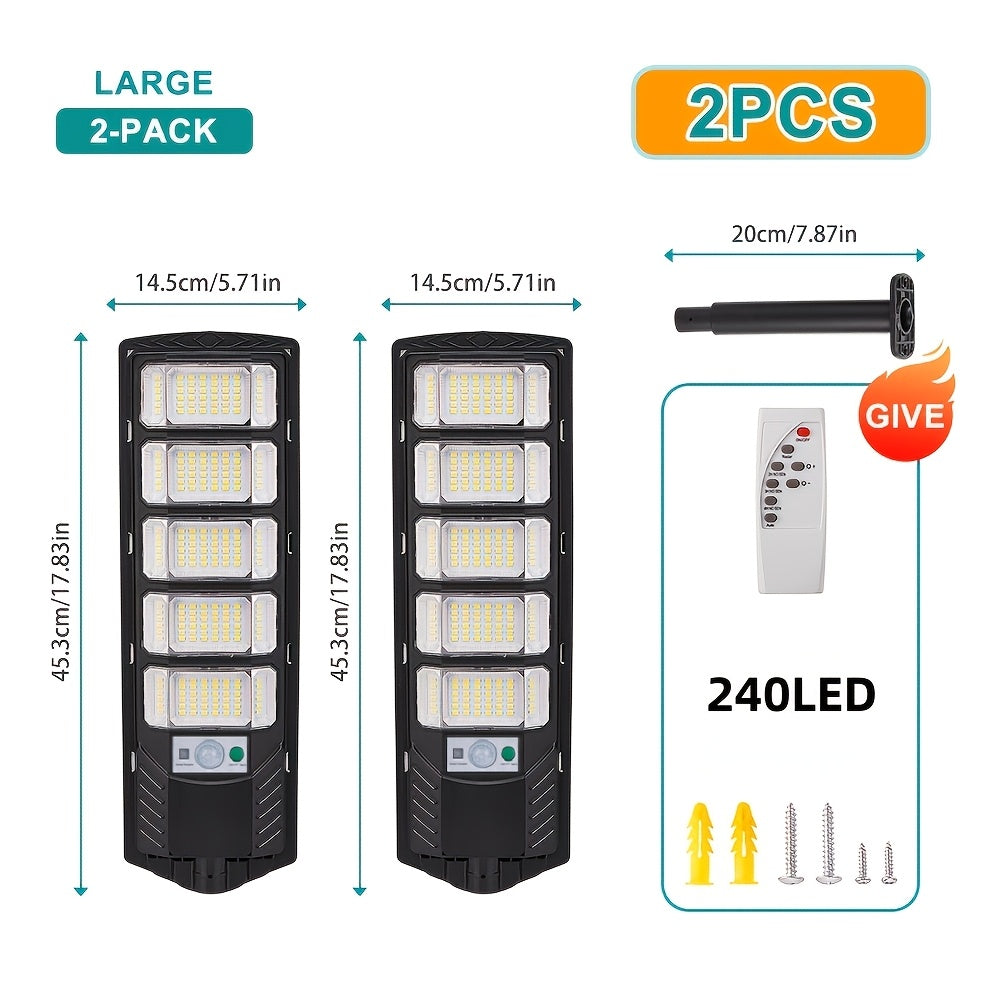 2 Pack Outdoor Solar Light, Home Backyard Dusk-to-Dawn Floodlight, with Wide Angle Motion Sensor, Remote Control, Solar Wall Light, Perfect for Commercial Courtyards, Gardens, Villas, Shop Entrances, Plazas, Sports Fields