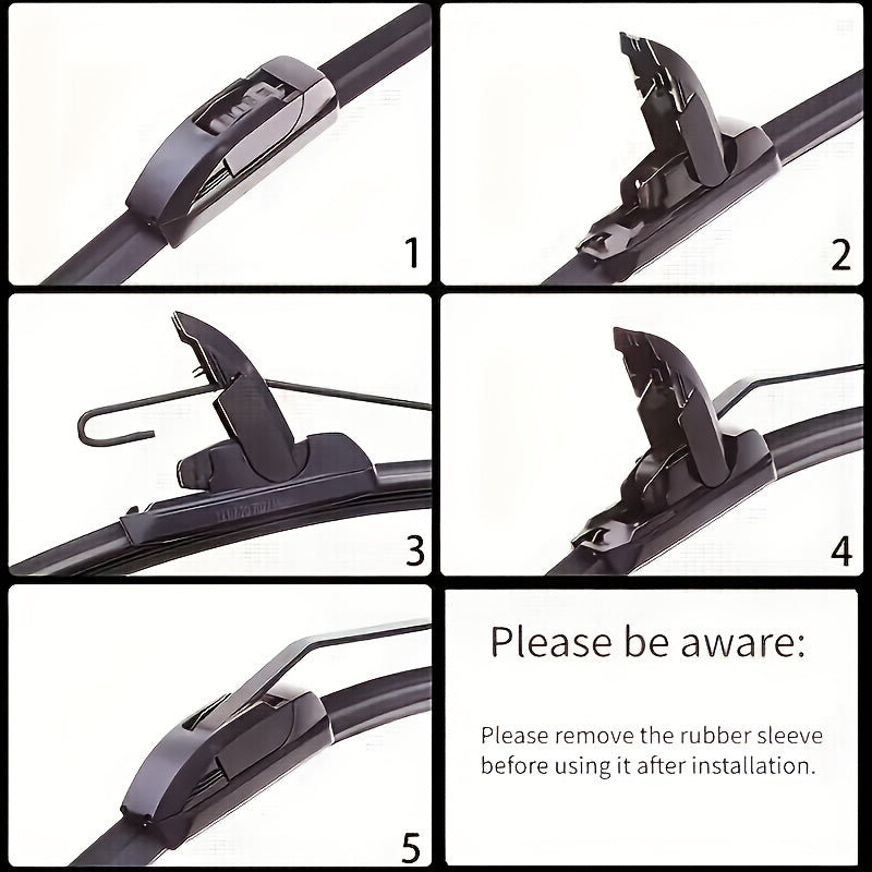 Bracketless Wiper Blade, Fits U/J-Type Hooks, High-Quality Silent & Durable, All Sizes Available. Enhances Rainy Day Visibility