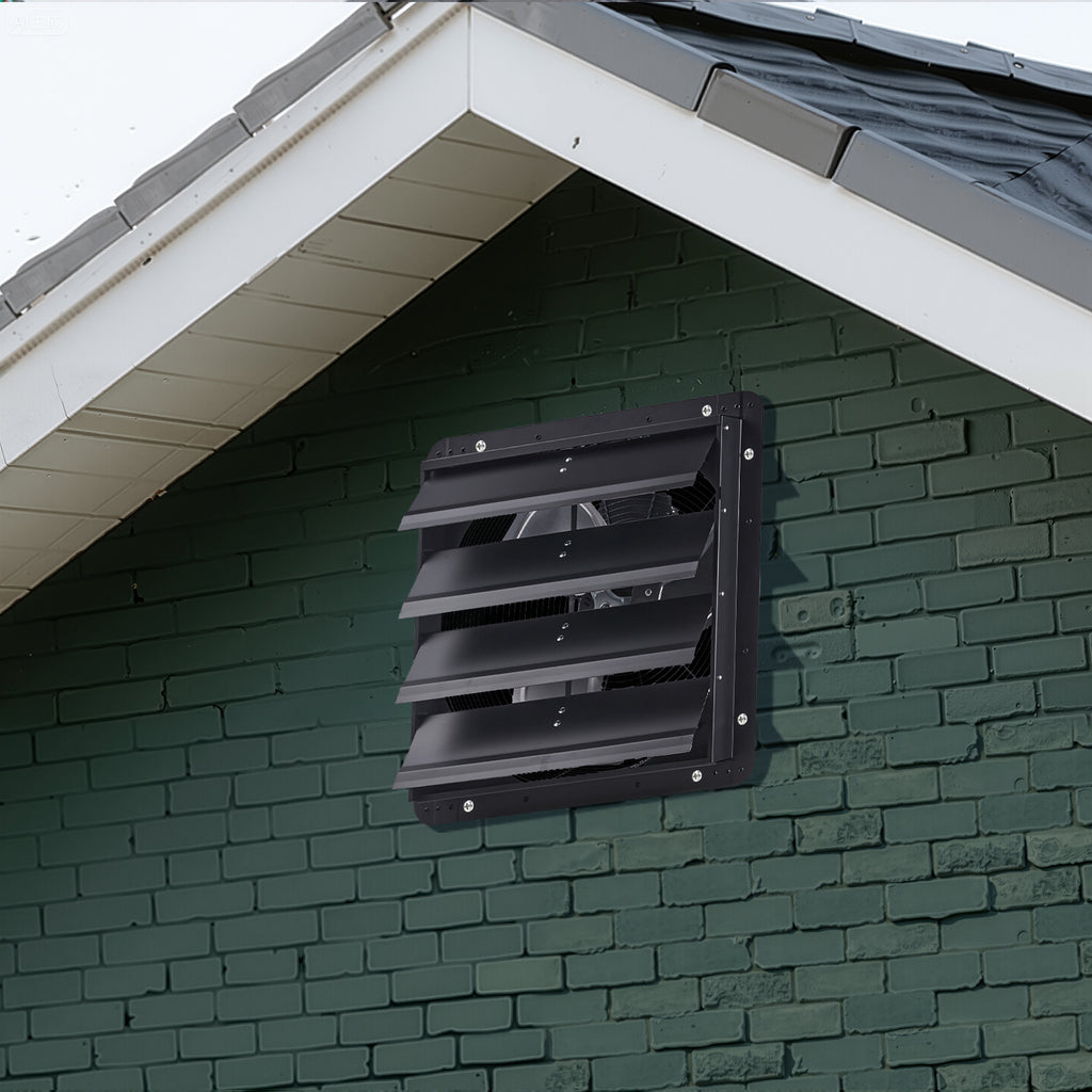 VEVOR 18 Inch Shutter Exhaust Fan, Wall Mount Attic Vent Fan with Speed Controller, 2200 CFM, AC Motor, Heavy-Duty Steel Construction, Low Noise, Black for Shed Garage Greenhouse Ventilation Cooling