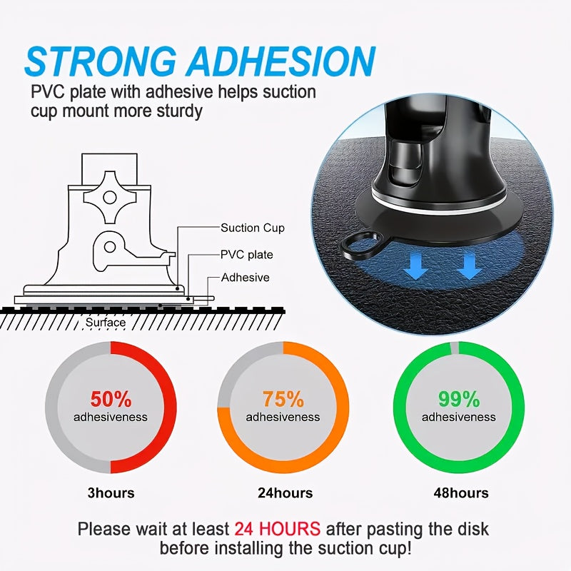 1-Pack / 3-Pack / 8-Pack Dashboard Adhesive Mount - Round Sticky Suction Cup Base Adapter Plate for Dashcam, Tomtom GPS, Smartphone Console, Car Phone Holder, GPS Suction Cup Mount Accessory, for Self-Adhesive Suction Cups