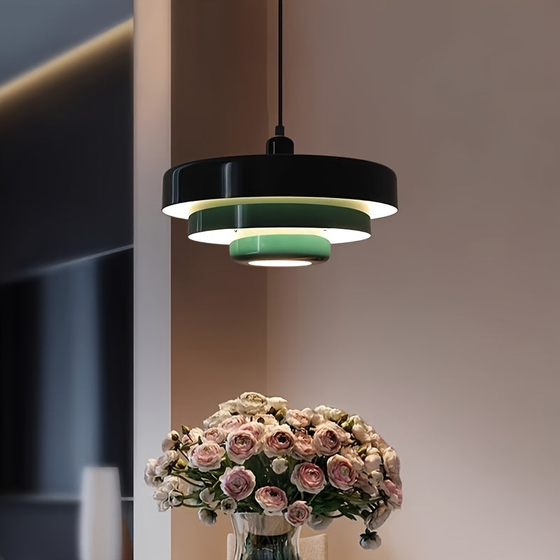 Large Retro Mid-Century Modern Pendant Light - Semi-Flush Mount Pendant Light, Suitable for Dining Room, Living Room, Bedroom, with Metal Bowl Shade, Dimmable Function, E26 Socket (Socket Sold Separately)