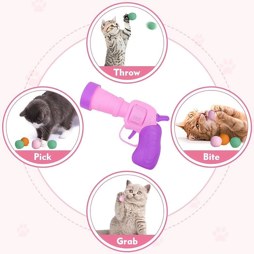 塑料发射器与猫猫狗狗小宠物互动玩耍，发射器不用电机械弹射毛球柔软安静不伤宠物，缓解宠物焦躁,无聊,无处发泄的问题。