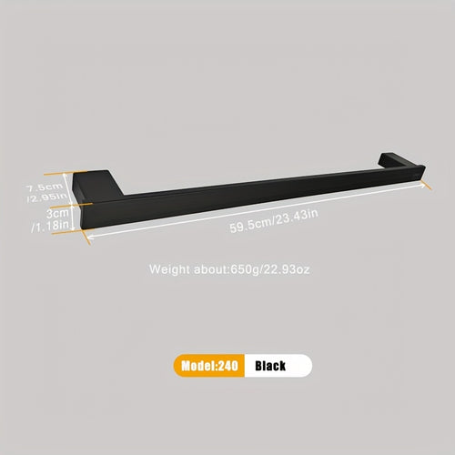 1pc Bath Towel Rack - 304 Stainless Steel Towel Bar, Wall Mount Single Rod, 60cm/24inch Length, Clothes Drying Rack, Thickened Material, Available in Polished & Painted Finishes