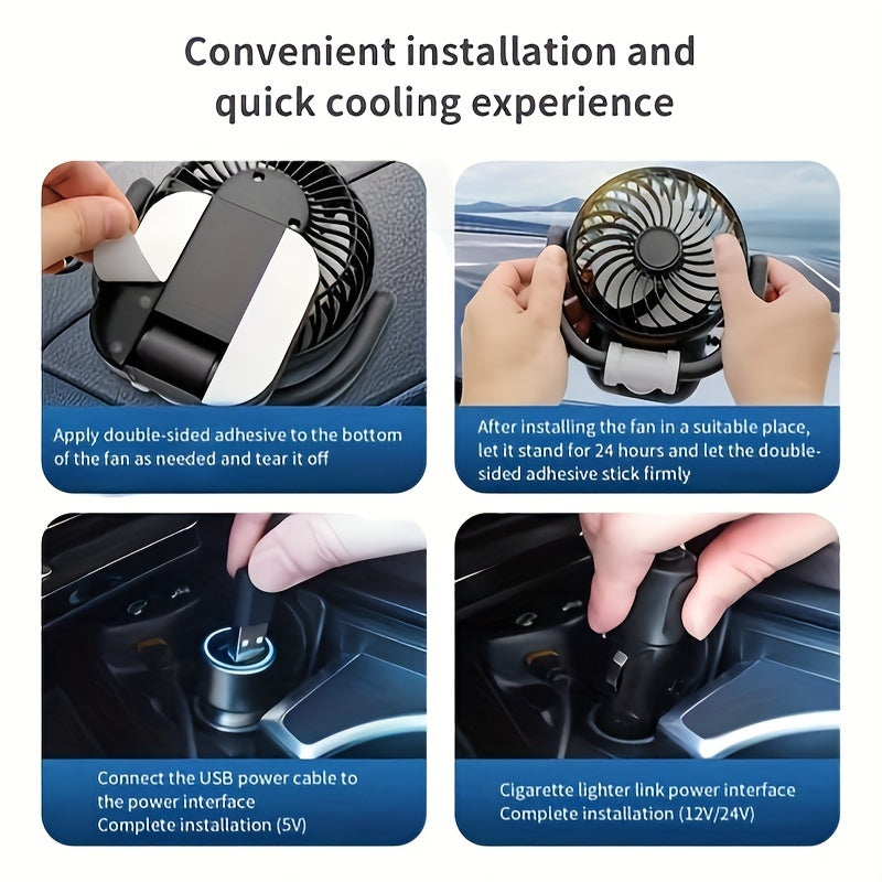 Foldable Cooling Fan with Electronic Interface, Dual-Use Cooling Device Compatible with Laptop and Desktop Computer