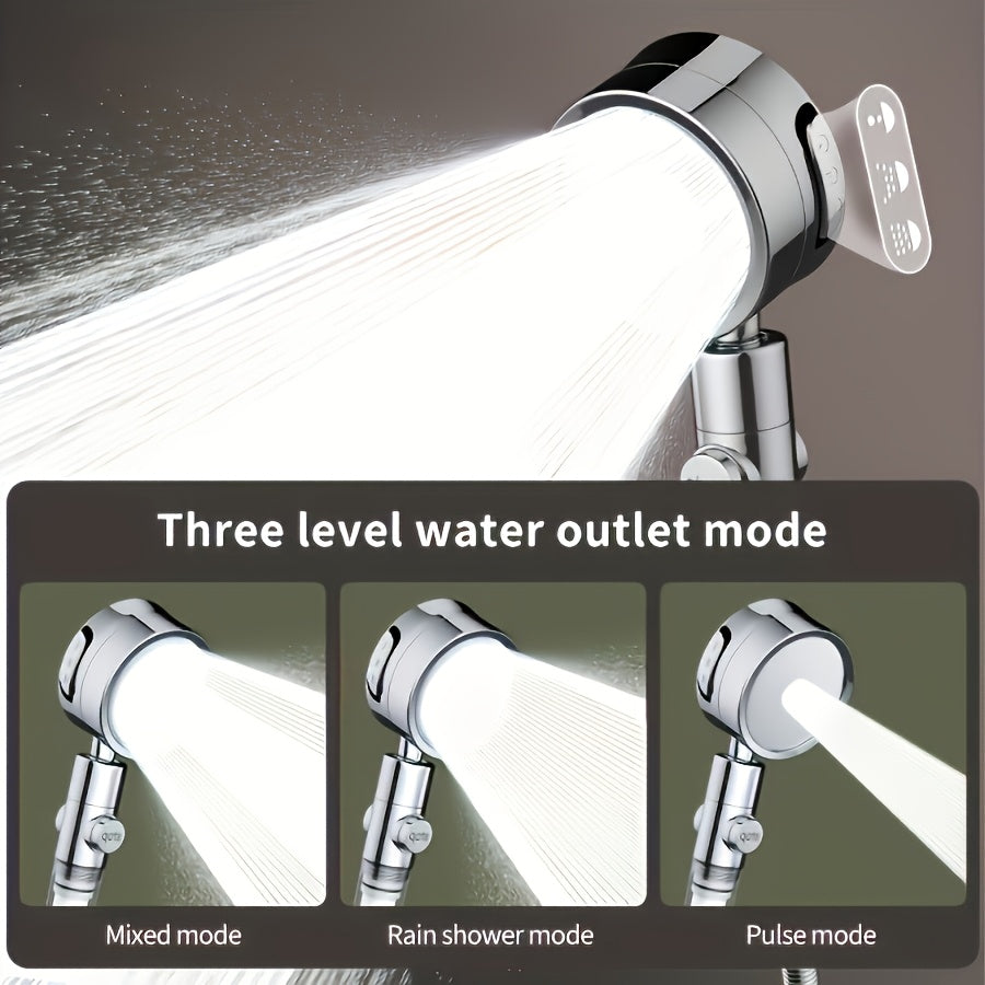 High Pressure Shower Head Set - Grid Pattern Wall Mount & Handheld Rain Shower with USA Bracket & Flexible Hose, No Electricity Needed, Bathroom Hot Water Shower Bath Set