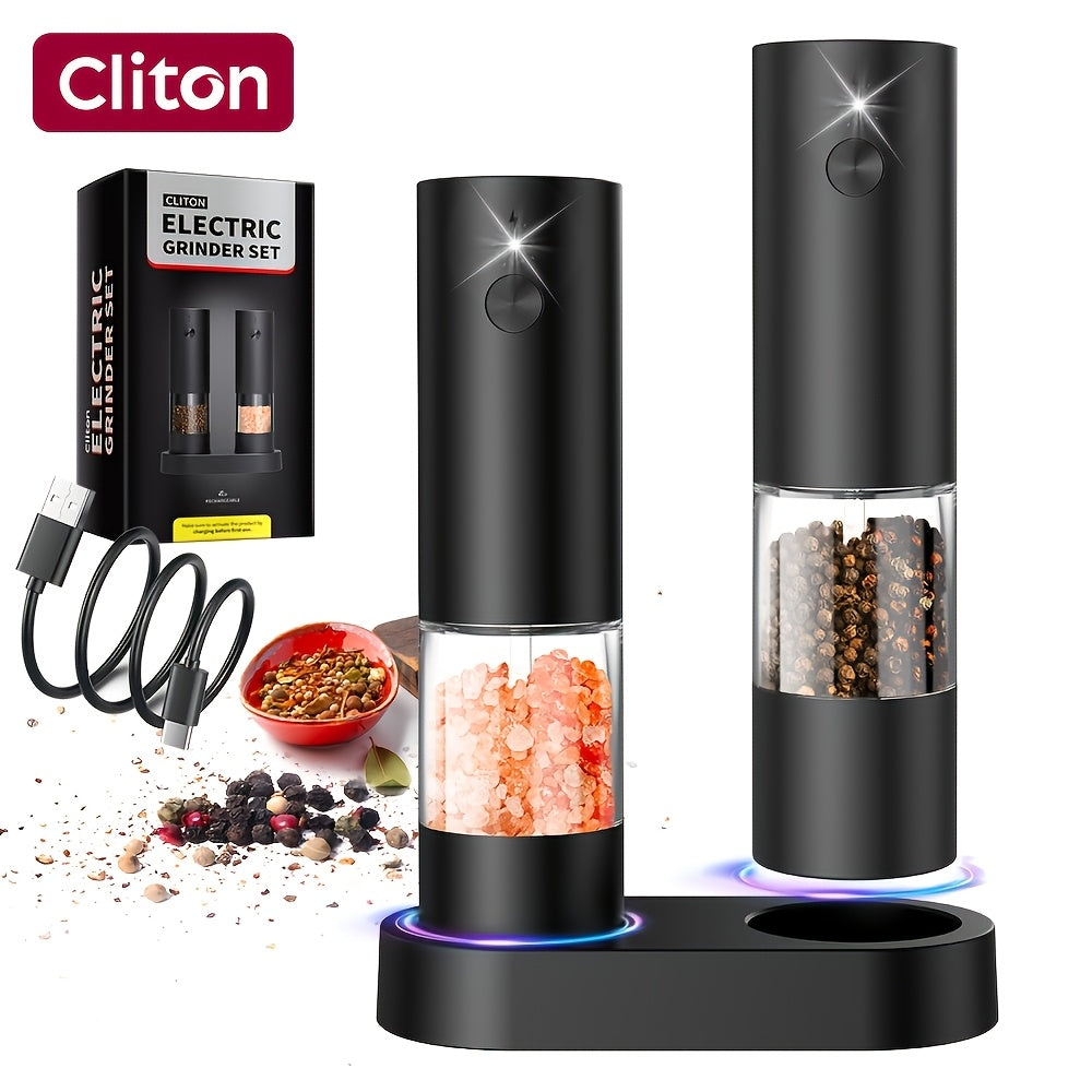 Electric Salt and Pepper Grinder, Automatic Battery-Operated Pepper Mill, Adjustable Coarseness, Easy Refill, Upgraded Large Capacity with LED Light, One-handed Operation, Perfect for Kitchen, Dining Table and Gifting
