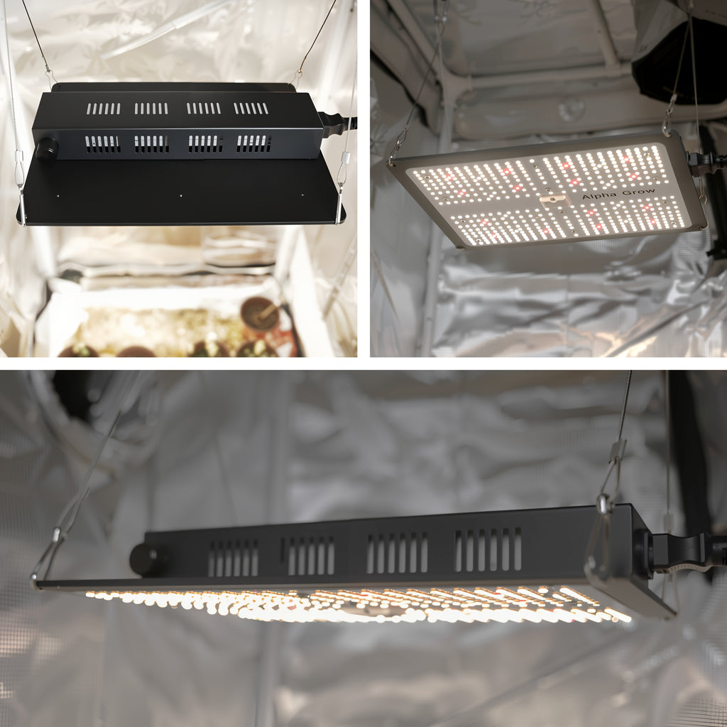 ALPHAGROW AG1000 100W LED Grow Light, Full Spectrum Sunlike, Dimmable Brightness, Remote Control Hanging Plant Light for Indoor & Outdoor, Ideal for Hydroponics, Seedling
