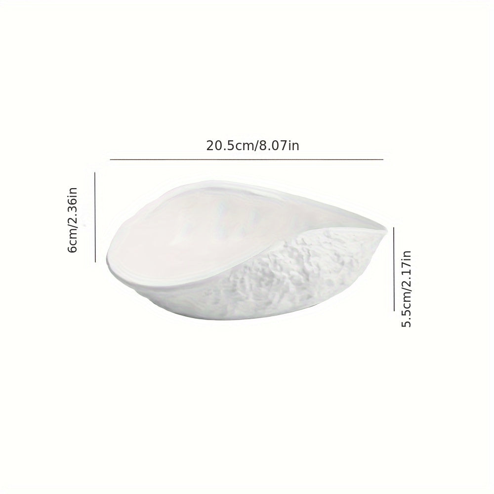 New Light Luxury Large Steamed Fish & Soup Plate, High-End Hotel Tableware, Rock Grain Shell-Shaped Ceramic Plate for Home Use