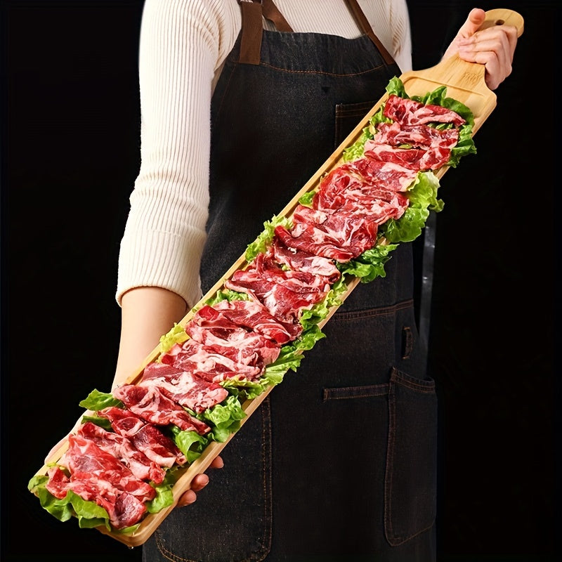 1PC/2PCS Bamboo Rectangular Tray, Up to 31.4in / 80cm – Perfect for Hot Pot, Steak, Appetizers – Durable Kitchen & Restaurant Serveware – Natural Bamboo Display Board, 3 Sizes Available for Multiple Scenarios