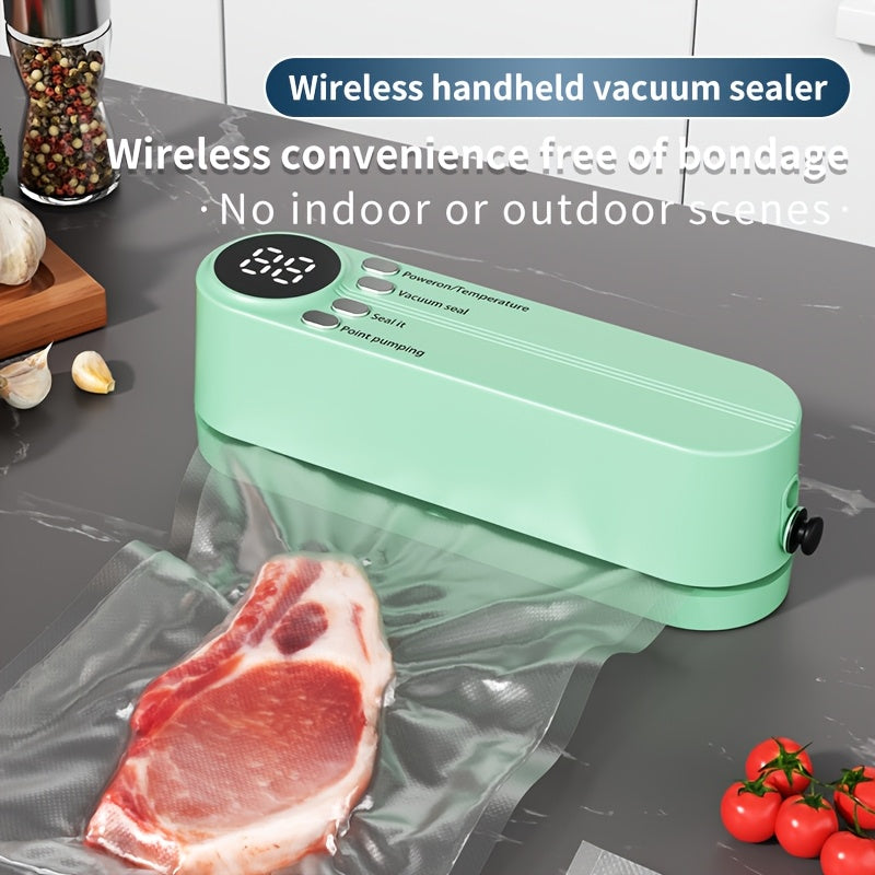 Compact Vacuum Sealer with Digital Display - Fast Sealing, Comes with Pump and Sealer Bags, for Food Preservation, Snacks, Meat, Fruits and Vegetables - Space-Saving Design Vacuum Sealer