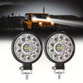 YIGEDENG 2-pack mini round/square LED work light, 6000K white light, 21 LEDs/28 LEDs modified off-road headlight, suitable for off-road vehicle/motorcycle/engineering vehicle modification auxiliary light