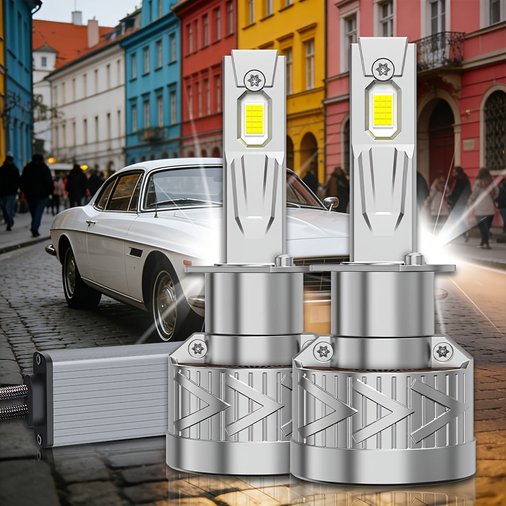 2-Pack LED Headlight Kit, Compatible with H11/H7/H4/H1, 9005/9006/9012 - 56000LM, 6500K Cool White Light, Turbo Fan Cooling and High Durability, Designed to Fit Most Vehicles, No Battery Needed