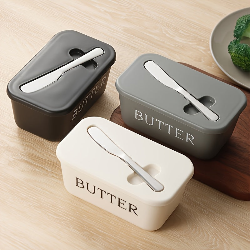 Premium Food Grade PP Butter Box with Cutter - Large Capacity Durable Easy Clean Countertop Butter Storage Container, Household Fresh Keeper, Streamlined Design Long Lasting