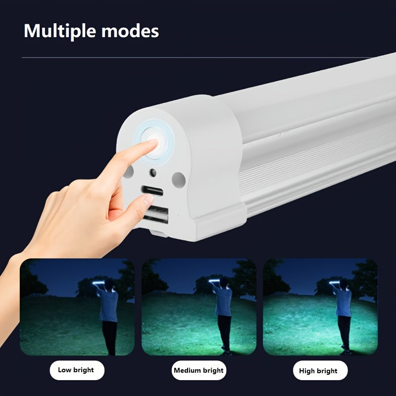 Monioutdoor Magnetic LED Camping Lantern, Rechargeable LED Flashlight, Thickened Aluminum Alloy, USB Rechargeable Portable Battery Emergency Light, Outdoor Magnetic Camping Lamp, 3-Level Dimmable, 2 Magnets for Placement