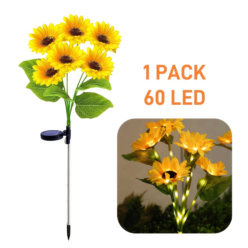 6 Pack Solar Sunflower Garden Light - Solar Flower String Light, Outdoor Solar Light for Parties, All-Season Garden Decoration, Courtyard and Lawn Decoration, Mother‘s Day, Father’s Day, Thanksgiving, Christmas, New Year Decoration