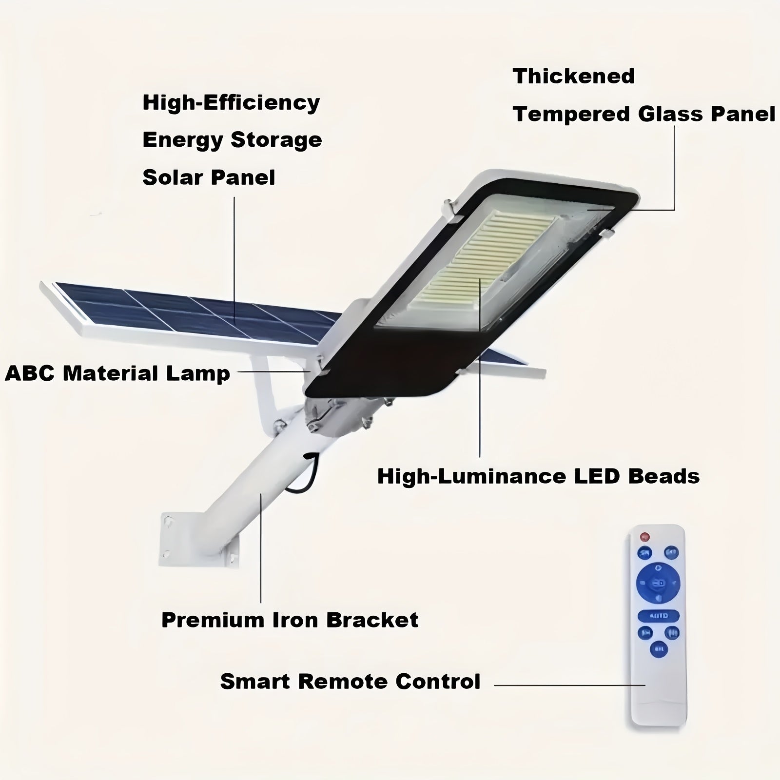 1/2 Pack 6000mAh Powerful Solar Street Light with Remote Control, with LED Lens Beads 6500K Split-Type Solar Wall Light, Easy to Install Wall Mount Kit, Perfect for Garden Courtyard, Garage and Commercial Lighting Street Light