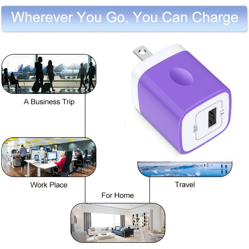 [5pcs-1Port 5W] USB Charger Wall Plug, Outlet AC Power Adapter Block Cube for iPhone, for iPad, for Samsung, for Android or Type A Phones Charge Multiple USB Hub Station Base