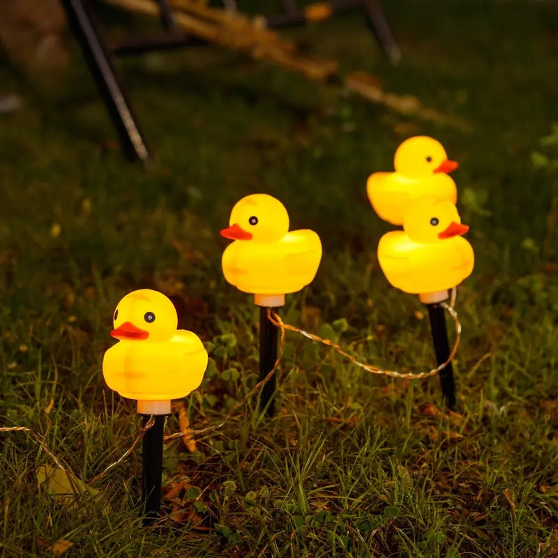Solar Yellow Duck Light, Multi-Color Changing 8 LED, for Flower Garden Courtyard, Christmas and Halloween Decorative String Light