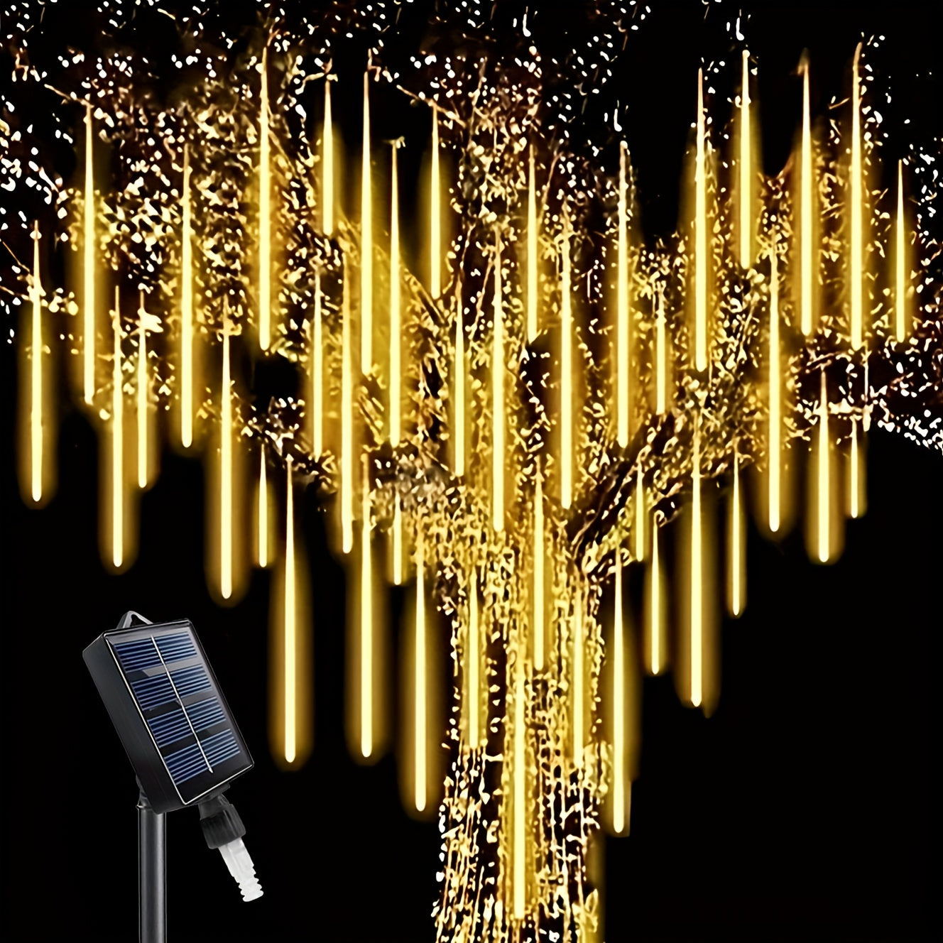 One solar remote control meteor light, with 8 tubes, outdoor waterproof, suitable for Christmas, Halloween, birthday, wedding and outdoor holiday decoration, meteor light