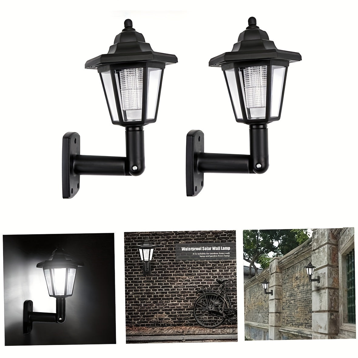 1/2 Pack Solar Outdoor Small Hexagon Palace Light, Outdoor Landscape Garden Decorative Light, Solar Light Outdoor LED Solar Wall Light, Vintage Light, Waterproof Outdoor Solar Street Light, Eco-Friendly Energy Saving, Perfect for Lawn