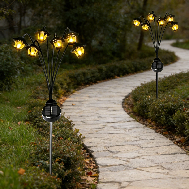 1 Vintage Outdoor Solar Light, IP65 Waterproof Rating, Features 6 Warm Light Protruding Ears, When Turned On, the Courtyard Instantly Transforms into a Romantic Garden. Battery Powered