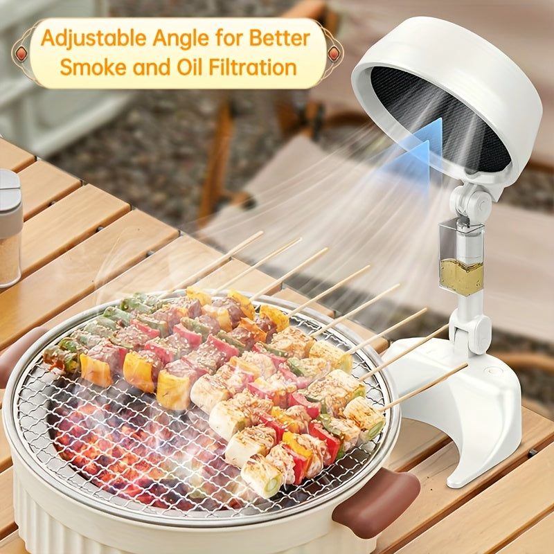Foldable Portable Range Hood – 3 Adjustable Speeds for Exhaust & Smoke Purification – Cordless Operation, Compact Design, Ideal for Indoor Cooking, BBQ, Hot Pot, Grill – Compatible with -C/-A, Compatible with Smartphone