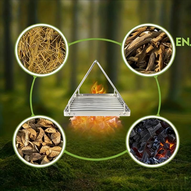 Portable Stainless Steel Wood Burning Camping Stove - Heavy-Duty Foldable Outdoor Stove with Chimney & Fire Pit, Compatible with Charcoal/Wood, Ideal for Hiking, Camping, Survival & Backyard Use