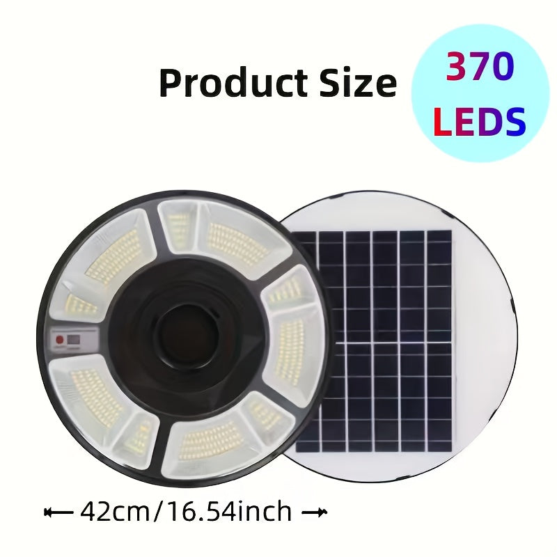 1PC 370 High-Brightness LED Beads Garden Light, Energy Saving, Easy Installation, Multiple Installation Methods, Solar Courtyard Light, Remote Control Street Light, 7200mAh Long-Lasting Courtyard Emergency Light, Round UFO Light Appearance