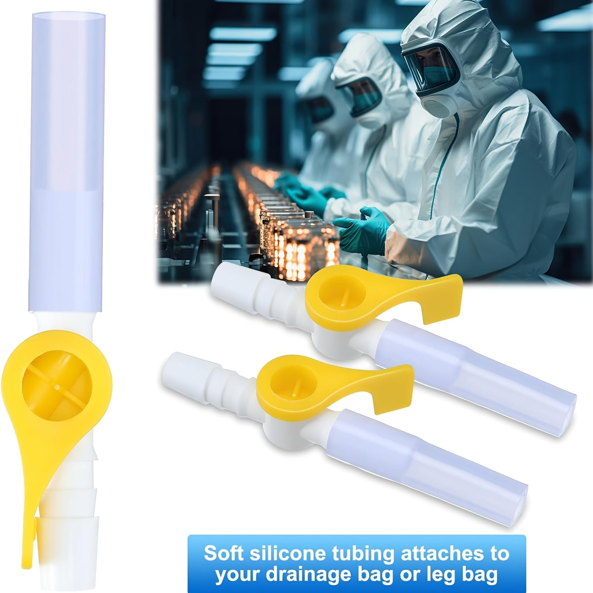 实验室及科研用品2Pcs/5Pcs防漏排尿阀，便于控制流量——配备硅胶延长管，适用于导尿管、腿部/床边尿袋及排尿系统——可在医院、家庭及护理环境中使用