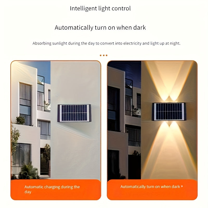 New Solar Wall Light, Outdoor Wall Washer Light, Courtyard Villa Exterior Wall, Balcony, Fence, Up and Down Wall Light, Hallway Decoration, LED 10-Light Wall Light