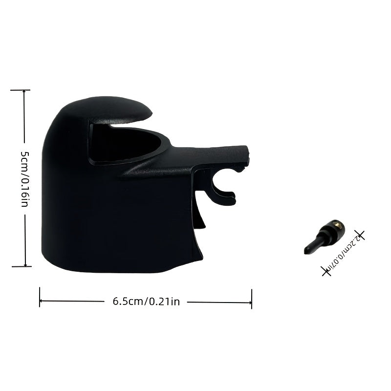 2-Piece Rear Wiper Arm Nut Cap & Nozzle Washer Set | Replacement Parts for VW Golf/Jetta & Skoda Octavia/Rapid | Precision Fit Black PVC Cover, Auto Repair Part