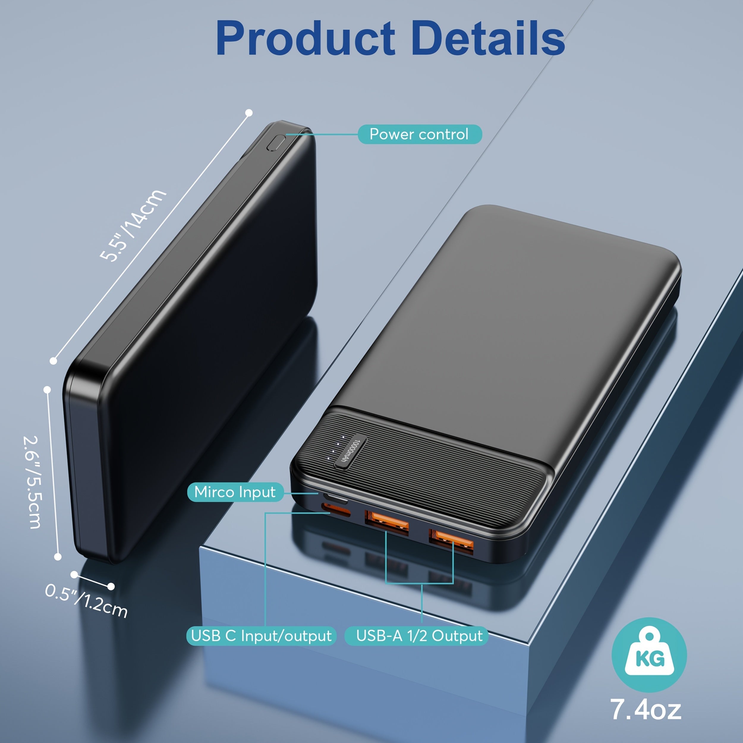 Power Bank 10000mAh PD 22.5W Quick Charging Portable Chatrger, Ultra-thin And Compact Battery Pack, Compatible With Phones, Tablets, Heating Clothes & Other USB Devices, Gifts Choice For Men Women