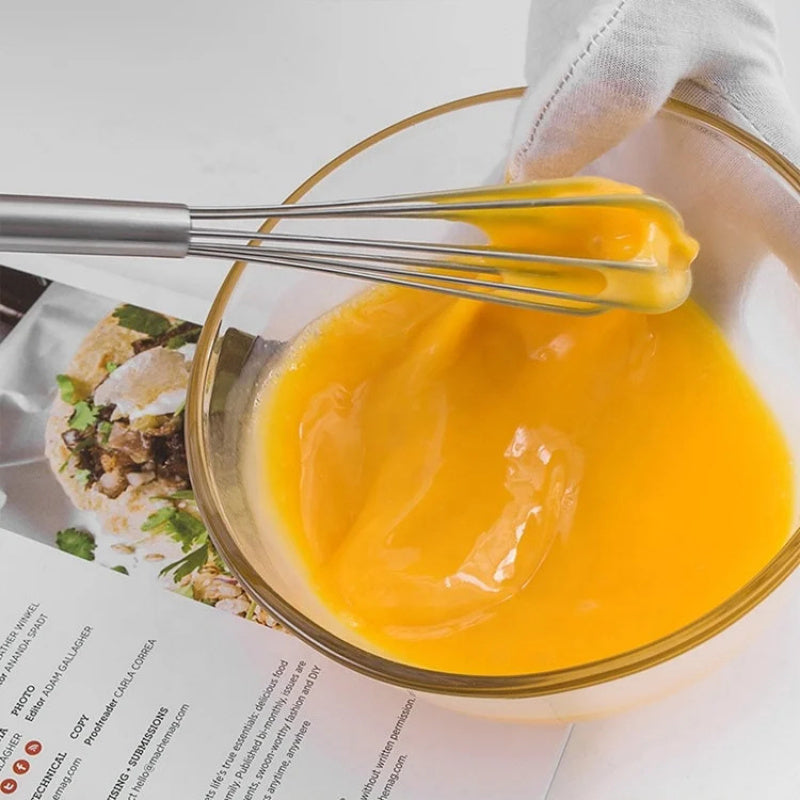 Stainless Steel Mini Whisk, Manual Handheld Egg Beater, Durable Metal Mixer for Kitchen Cooking and Baking
