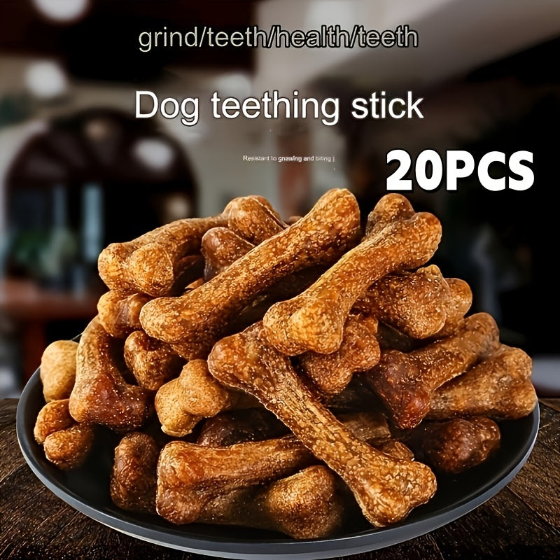 二十件套-大份装狗牙棒宠物玩具，牙齿清洁骨头，牙齿健康咀嚼玩具，室内外可用，中小型狗狗磨牙棒-安全无毒橡胶玩具 - 狗狗咬骨玩具-狗狗爱咬-宠物磨牙棒-送给狗狗的礼物