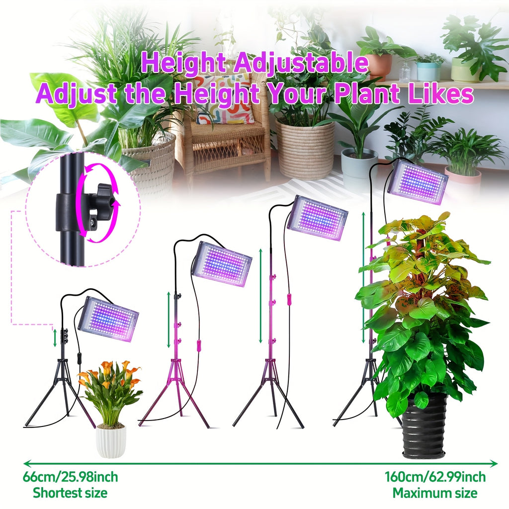 USB Plant Grow Light Strip with Tripod, Sunlike Full Spectrum Grow Lamp, 360° Adjustable Gooseneck, 96/144 LED Grow Light, Supplemental Lighting for Tall Plants, Bonsai, Greenhouse, Hydroponics, Flowers and Large Area Indoor Plants